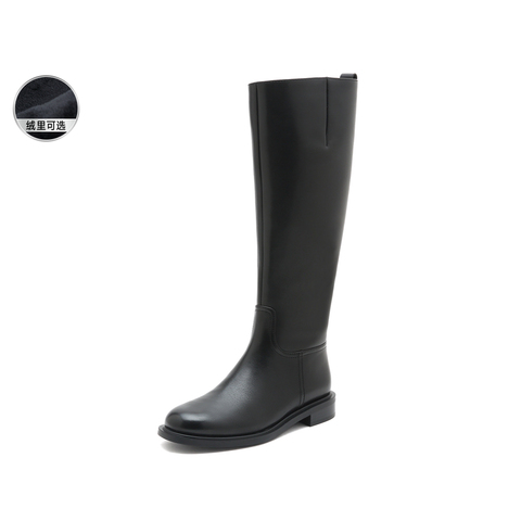 思加图2023冬季骑士靴时装靴长靴高筒靴粗跟女皮靴EFD06DC4