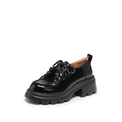 思加图2024秋季复古袋鼠鞋深口鞋厚底增高皮鞋单鞋女鞋子J1881CM4