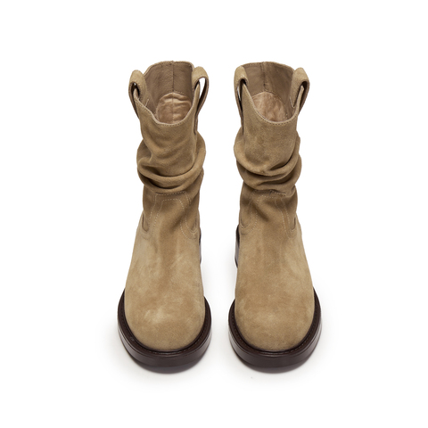 思加图2024冬季复古西部牛仔靴中靴时装靴粗跟靴女靴子B8185DZ4