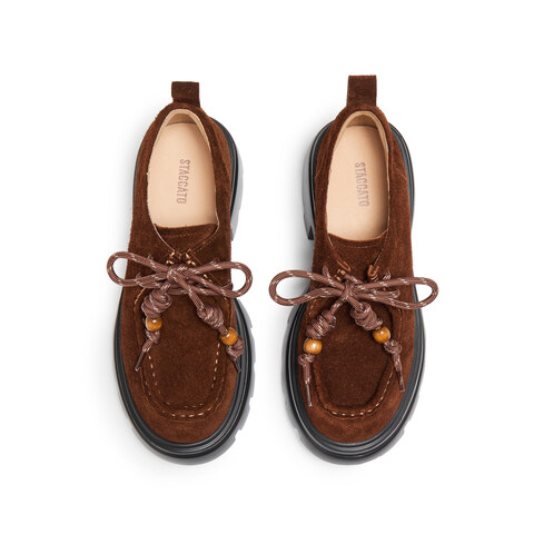 思加图2024秋季复古袋鼠鞋深口鞋厚底增高皮鞋单鞋女鞋子J1881CM4