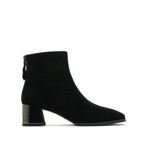 思加图2024冬季新款通勤方头时装靴短靴子女皮靴Y2180DD4