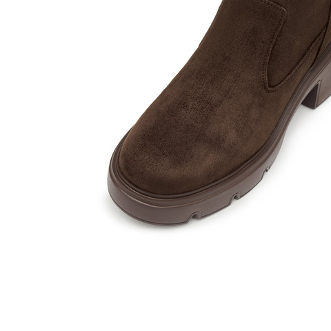 思加图2024冬季新款复古弹力靴中靴瘦瘦靴厚底增高女靴子F0512DZ4