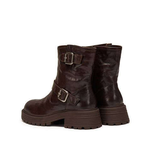 思加图2024冬季英伦风工装靴中筒靴厚底增高时装靴女靴子J3258DZ4