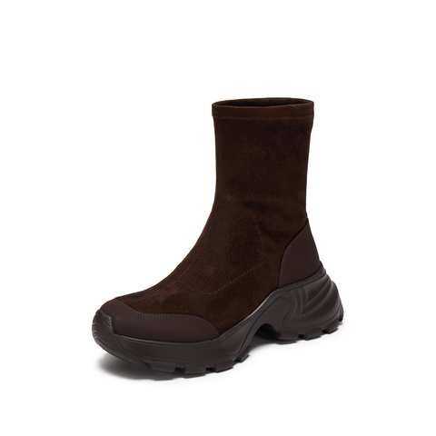 思加图2024冬季复古运动靴短靴厚底增高时装靴女靴子Y2139DD4