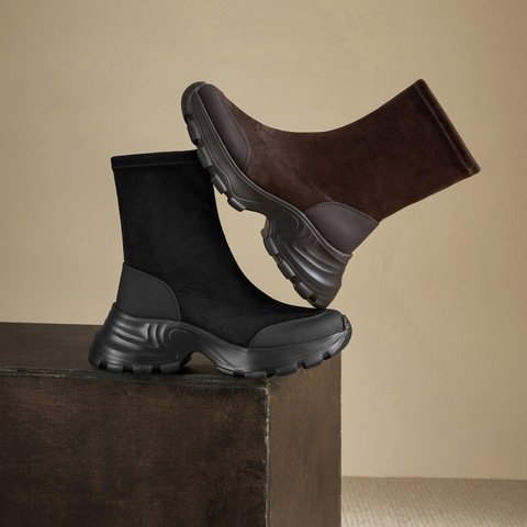 思加图2024冬季复古运动靴短靴厚底增高时装靴女靴子Y2139DD4