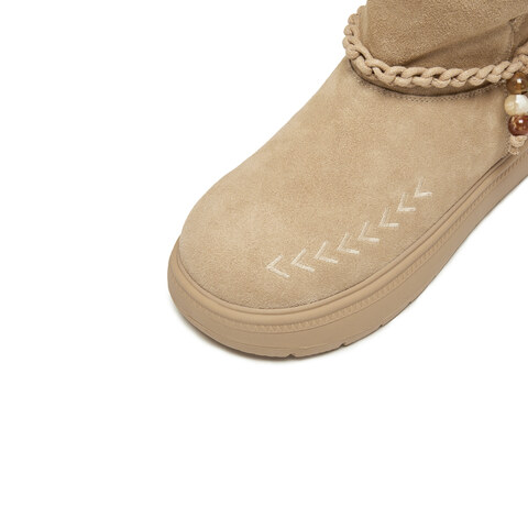 思加图2024冬季复古雪地靴毛里保暖厚底短靴时装靴女靴J5522DD4