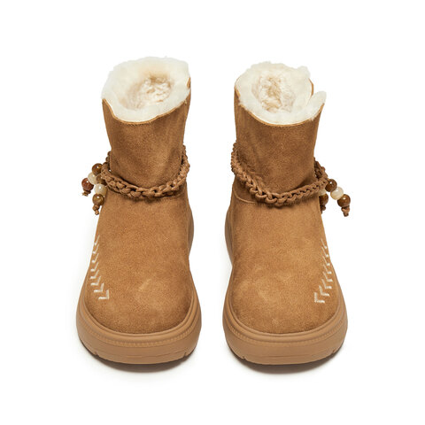 思加图2024冬季复古雪地靴毛里保暖厚底短靴时装靴女靴J5522DD4