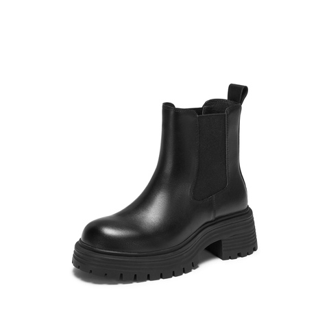 思加图2024冬季英伦风切尔西靴烟筒靴中靴时装靴女靴B6987DD4