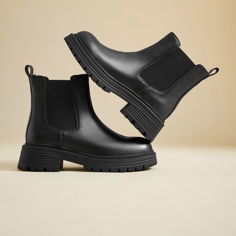 思加图2024冬季英伦风切尔西靴烟筒靴中靴时装靴女靴B6987DD4
