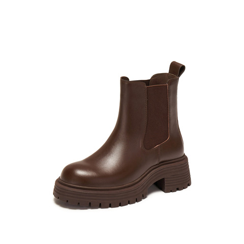 思加图2024冬季英伦风切尔西靴烟筒靴中靴时装靴女靴B6987DD4