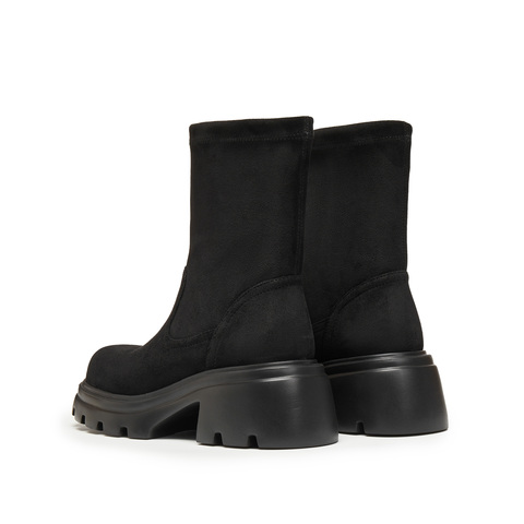 思加图2024冬季复古弹力靴瘦瘦靴中筒靴时装靴厚底女靴子J6818DZ4