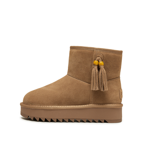 思加图2024冬季复古雪地靴毛里保暖时装靴短靴厚底女靴J2028DD4