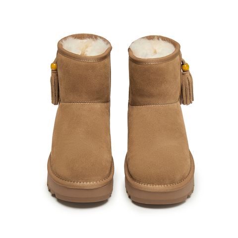 思加图2024冬季复古雪地靴毛里保暖时装靴短靴厚底女靴J2028DD4