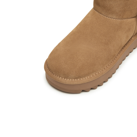 思加图2024冬季复古雪地靴毛里保暖时装靴短靴厚底女靴J2028DD4