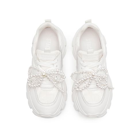 思加图2025春季新款老爹鞋运动休闲鞋厚底增高小白鞋女鞋ECE86AM5