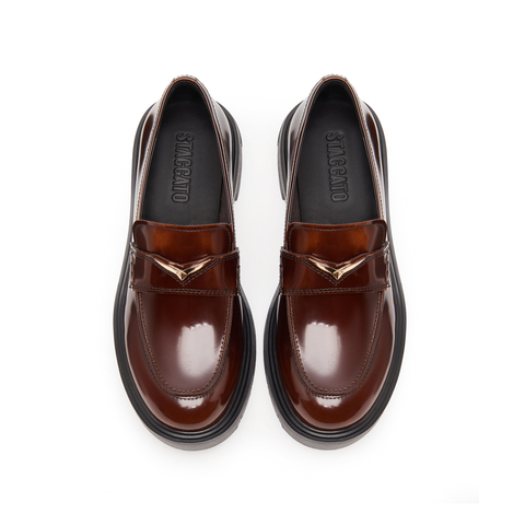 思加图2025春季新款小金鹭爵士乐福鞋厚底增高JK小皮鞋女鞋EGB03AA5