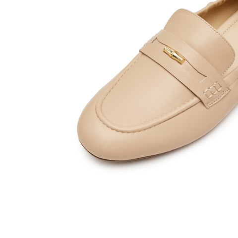 思加图2025春季新款英伦风奶油鞋乐福鞋平底鞋一脚蹬女单鞋EC205AA5