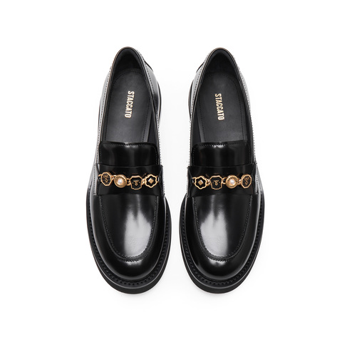 思加图2025春季新款四便爵士乐福鞋英伦风粗跟小皮鞋女单鞋9UL01AA5