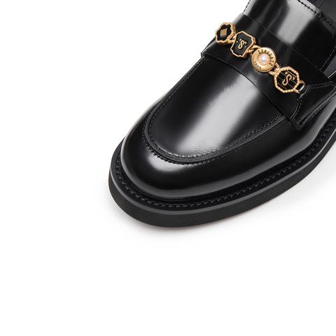 思加图2025春季新款四便爵士乐福鞋英伦风粗跟小皮鞋女单鞋9UL01AA5