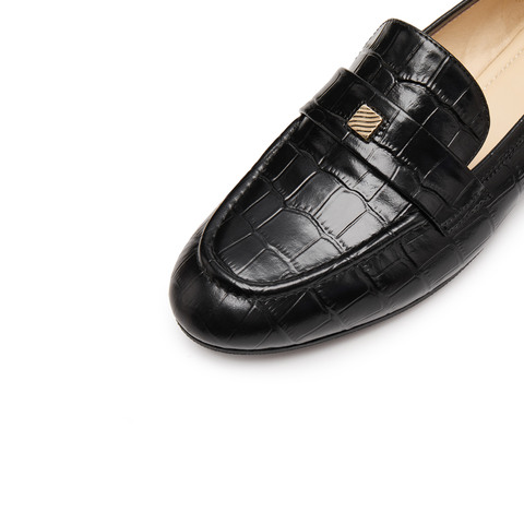 思加图2025春季新款复古奶油鞋乐福鞋一脚蹬粗跟鞋女单鞋B2356AA5