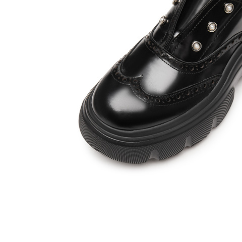 思加图2025春季新款英伦风牛津鞋乐福鞋厚底增高JK小皮鞋女单鞋ESF21AM5