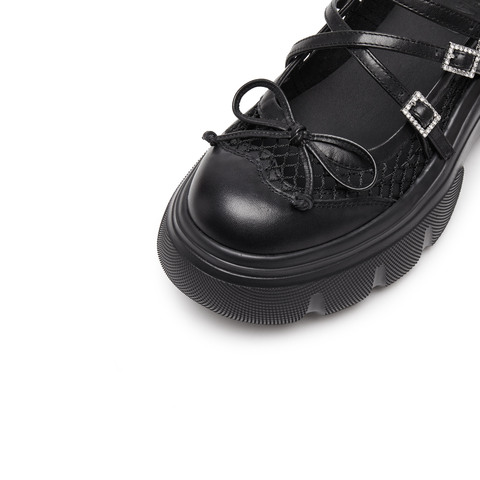 思加图2025春季新款甜酷玛丽珍鞋厚底增高浅口单鞋女鞋子ESF10AQ5