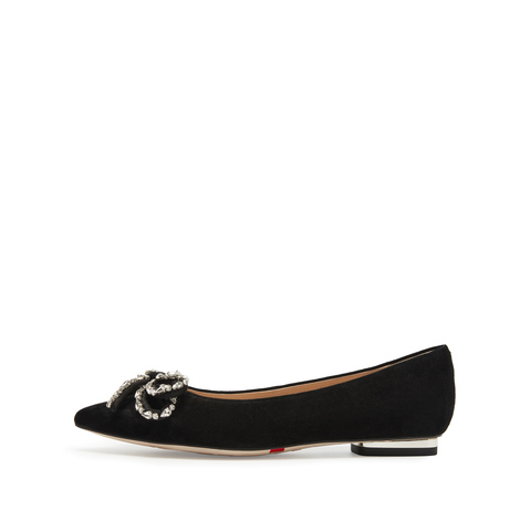 思加图2025春季新款丝绒梦境优雅通勤平底鞋单鞋浅口鞋尖头女皮鞋9A962AQ5