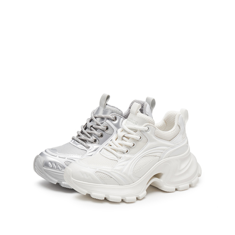 思加图2025春季新款老爹鞋厚底增高运动休闲透气女单鞋S2438AM5