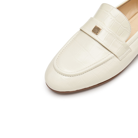 思加图2025春季新款复古奶油鞋乐福鞋一脚蹬粗跟鞋女单鞋B2356AA5