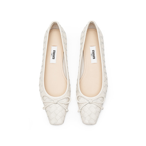 思加图2025春季新款奶油鞋平底鞋浅口鞋单鞋通勤女皮鞋EWV01AQ5