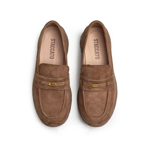 思加图2025春季新款复古乐福鞋一脚蹬厚底增高单鞋女鞋子D5006AA5