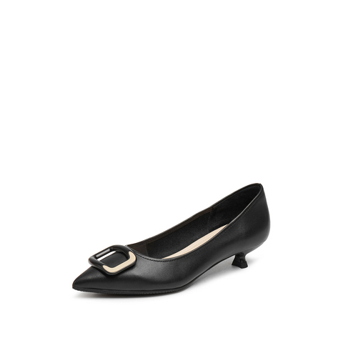 思加图2025春季新款奶油鞋中跟单鞋浅口鞋气质通勤女皮鞋9ER84AQ5