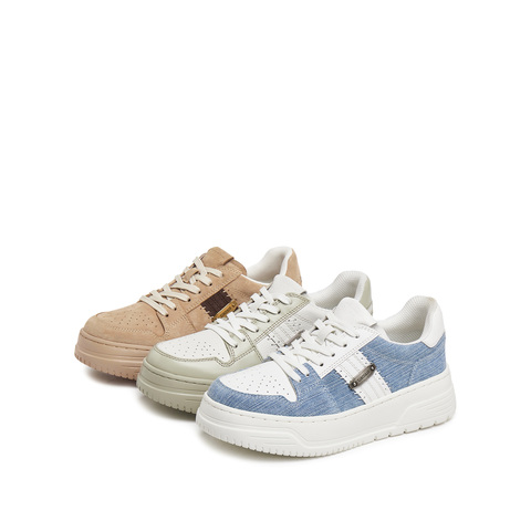 思加图2025春季新款补丁鞋厚底增高板鞋运动休闲鞋女鞋EUW06AM5