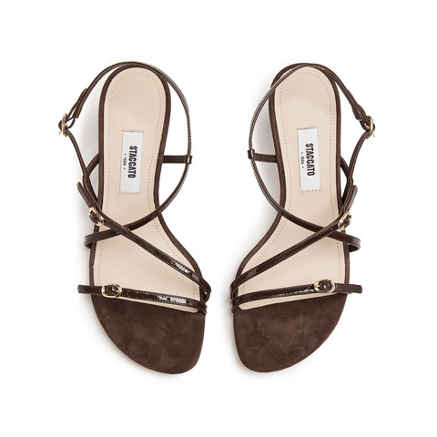 思加图2025夏季新款朗姆酒罗马凉鞋细高跟鞋优雅女皮凉鞋EDN03BL5