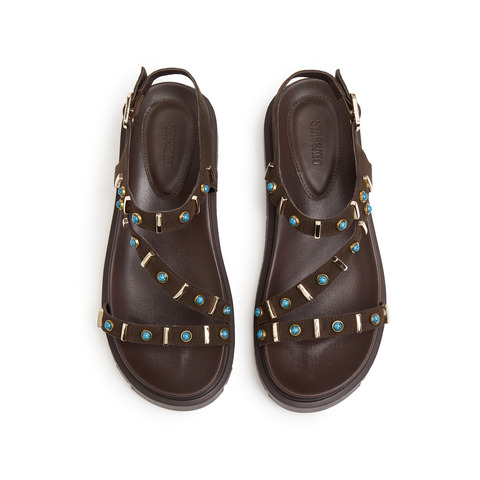 思加图2025夏季新款罗马宝藏复古罗马凉鞋厚底休闲凉鞋女鞋EJO28BL5