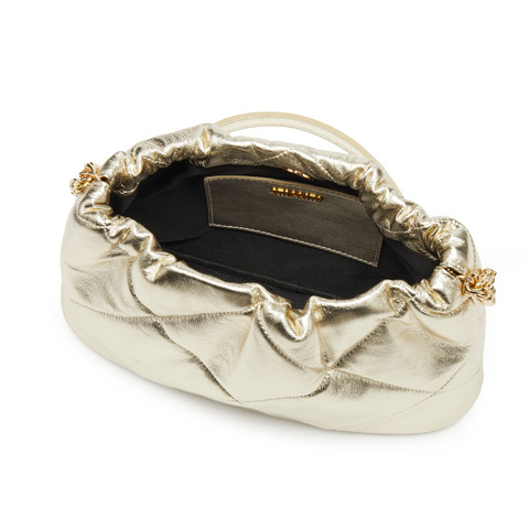 思加图2025春季新款褶金袋小方包褶皱包单肩斜挎包时尚背提包X8166AX5