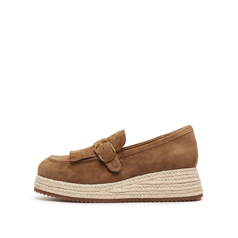 思加图2025秋季新款复古渔夫鞋一脚蹬厚底草编鞋单鞋女鞋H2267CA5