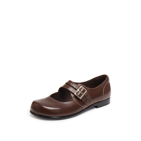 思加图2025秋季新款复古玛丽珍鞋平底鞋浅口单鞋小皮鞋女J1578CQ5