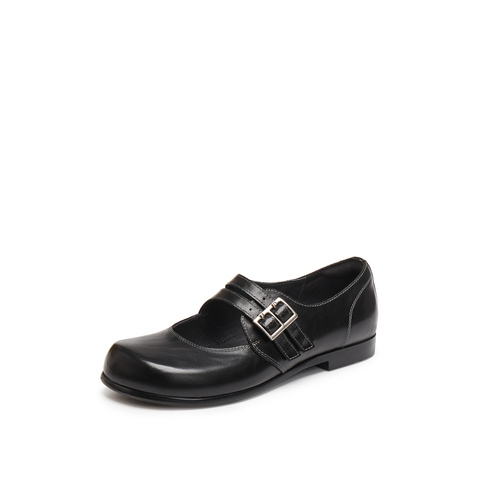 思加图2025秋季新款复古玛丽珍鞋平底鞋浅口单鞋小皮鞋女J1578CQ5