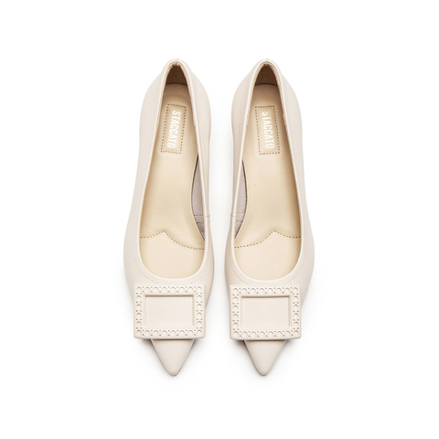 思加图2025秋季新款奶油鞋通勤法式细高跟鞋单鞋女浅口鞋EGA03CQ5