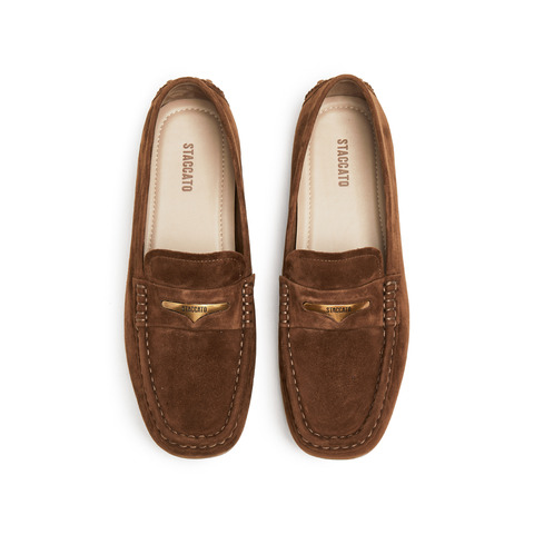 思加图2025秋季新款英伦风乐福鞋奶油鞋一脚蹬平底女单鞋S9591CA5