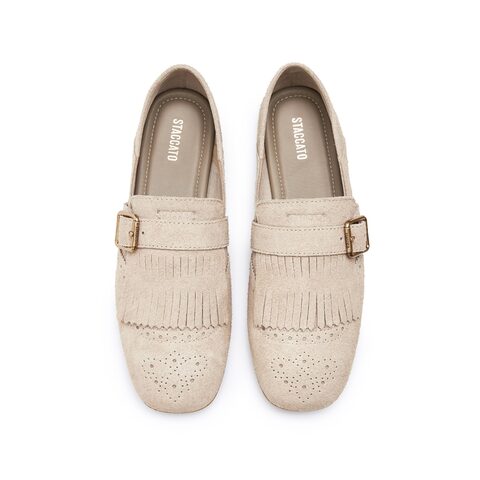 思加图2025秋季新款小刘海英伦风乐福鞋平底鞋一脚蹬女鞋EGZ04CA5