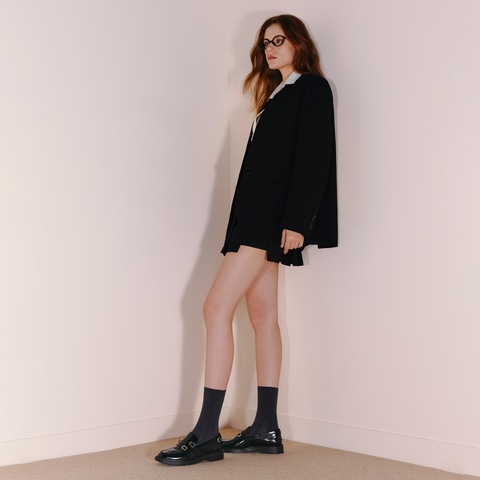 思加图2025秋季新款黑胶夜曲英伦风乐福鞋一脚蹬皮鞋女鞋EFI07CA5