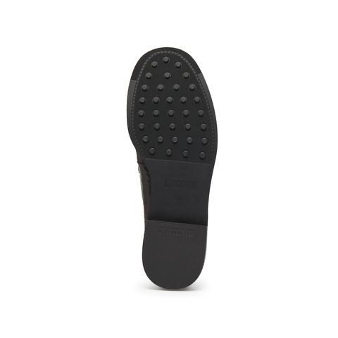 思加图2025秋季新款黑茶伯爵乐福鞋一脚蹬小皮鞋女单鞋子EHH03CA5