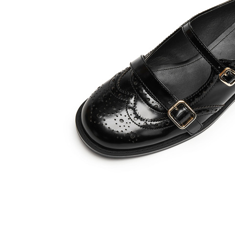 思加图2025秋季新款爵士玛丽小皮鞋低跟平底鞋单鞋女鞋EHH02CA5