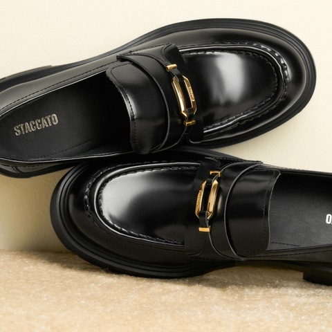 思加图2025秋季新款复古曜金爵士乐福鞋一脚蹬厚底小皮鞋女鞋EGB28CA5