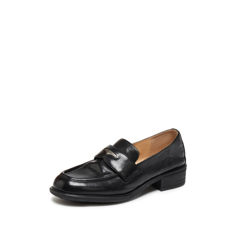 思加图2025秋季新款英伦风乐福鞋一脚蹬小皮鞋单鞋女鞋子J5877CA5