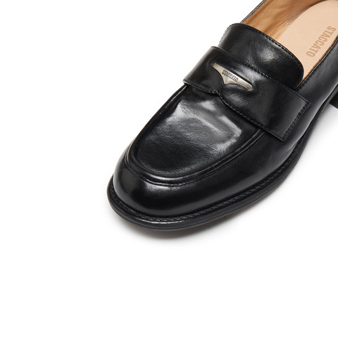 思加图2025秋季新款英伦风乐福鞋一脚蹬小皮鞋单鞋女鞋子J5877CA5