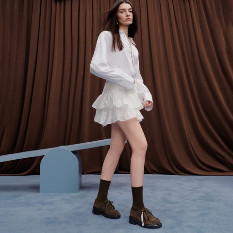 思加图2025秋季新款小丑鞋复古袋鼠鞋休闲鞋粗跟单鞋女鞋EHI10CM5