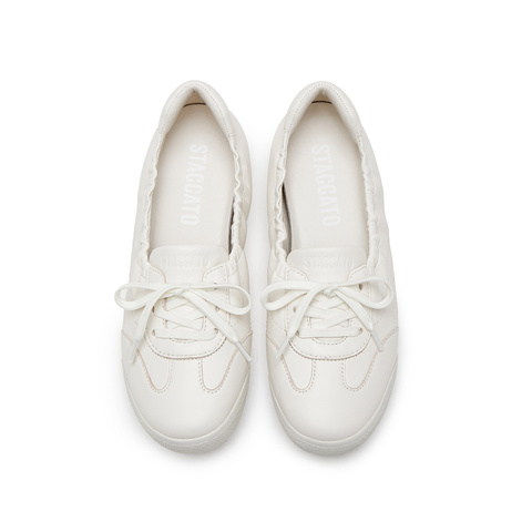 思加图2025秋季新款奶油卷德训鞋休闲运动鞋小白鞋女单鞋EPN14CA5